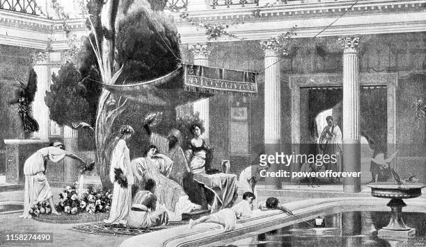 stockillustraties, clipart, cartoons en iconen met de gynaeceum van gustave boulanger-19de eeuw - fountain