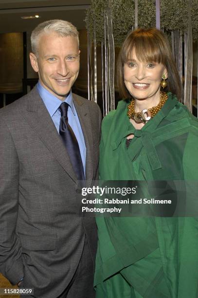 Anderson Cooper and Gloria Vanderbilt during Tiffany's "Silver Jewelry" Party at Tiffany Store in New York, New York, United States.