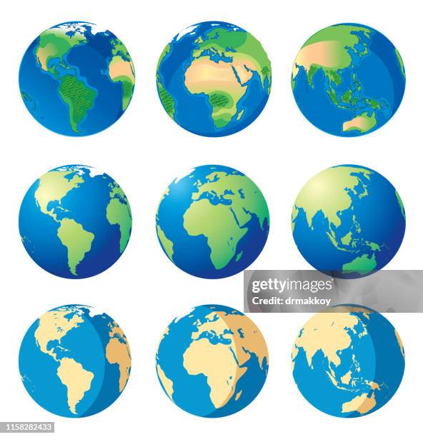 earth and world map - africa japan stock illustrations