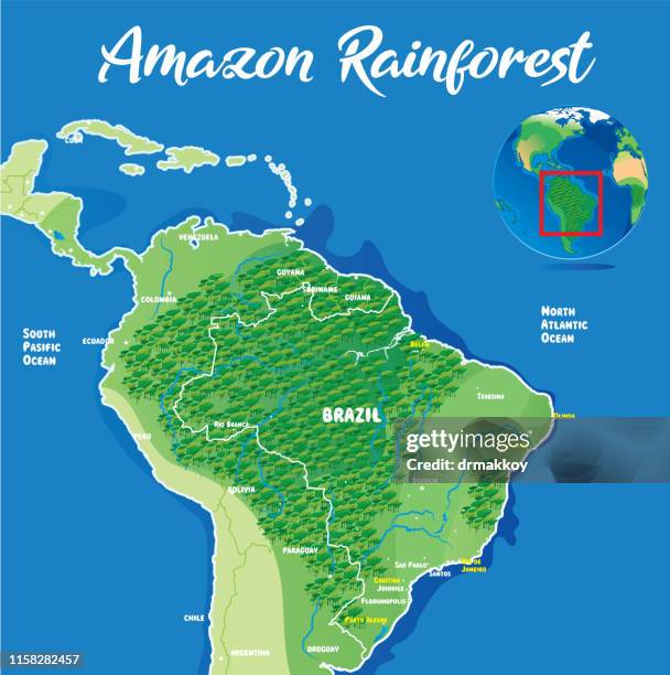 amazonas-regenwald - amazon region stock-grafiken, -clipart, -cartoons und -symbole