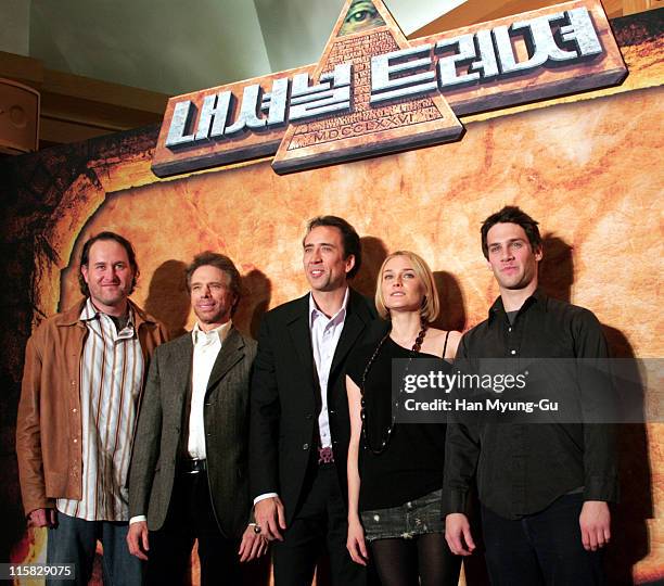 Jon Turteltaub, director, Jerry Bruckheimer, producer, Nicolas Cage, Diane Kruger and Justin Bartha