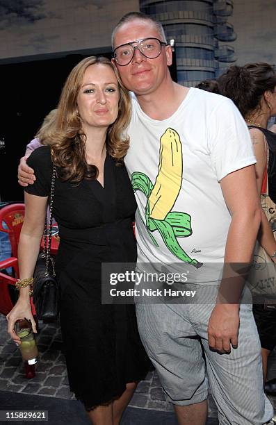 Lucy Eamonns and fashion designer Giles Deacon attends the Prada Congo Benefit Party at The Double Club on July 2, 2009 in London, England.