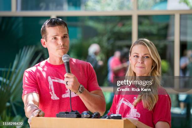 Granger Smith and Amber Smith visit Dell Children's Medical Center of Central Texas to present a donation in memory of their son, River Kelly Smith...