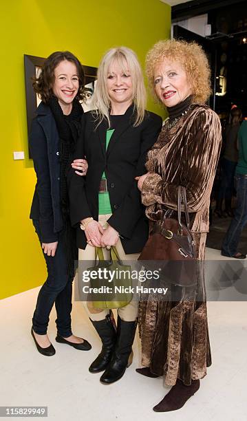 Leah Wood, her mother Jo Wood and her mother Rachel Karslake attend the Paul Karslake private view at Scream on February 21, 2008 in London, England.