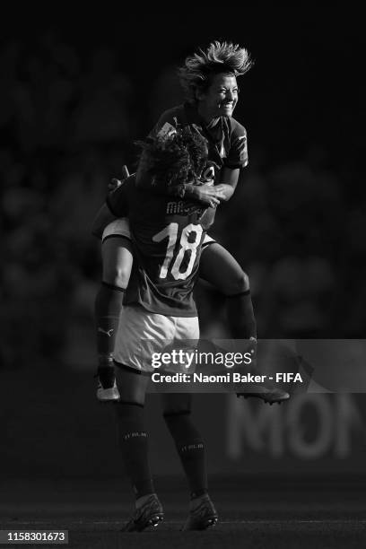 Ilaria Mauro and Valentina Giacinti of Italy celebrate following their sides victory in the 2019 FIFA Women's World Cup France Round Of 16 match...