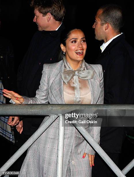 Actress Salma Hayek attends the PUMA Unveiling of PUMA Ocean Racing Boat on May 12, 2008 at the Institute of Contemporary Art in Boston,...
