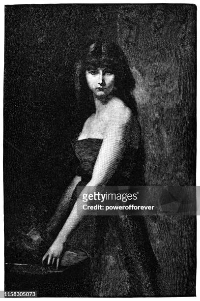salome with the head of john the baptist by jean-jacques henner - 19th century - salome stock illustrations