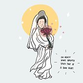 Guan Yim (Chinese goddess) cartoon vector illustration