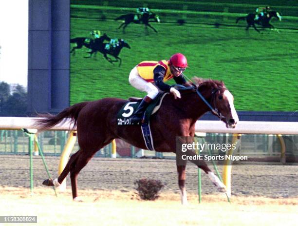 Jockey Yutaka Take riding Scarlet Bouquet is seen after winning the Queen Cup at the Tokyo Racecourse on January 27, 2019 in Fuchu, Tokyo, Japan.