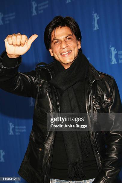 Shah Rukh Khan attends the Om Shanti Om photocall during day two of the 58th Berlinale International Film Festival held at the Grand Hyatt Hotel on...