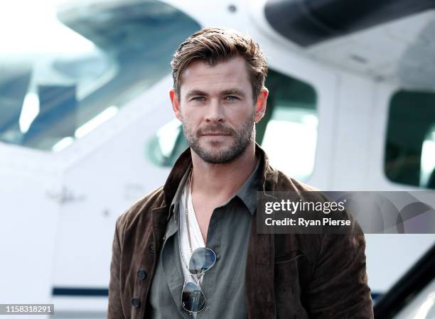 Chris Hemsworth poses during the TAG Heuer Autavia Collection launch on June 26, 2019 in Sydney, Australia.