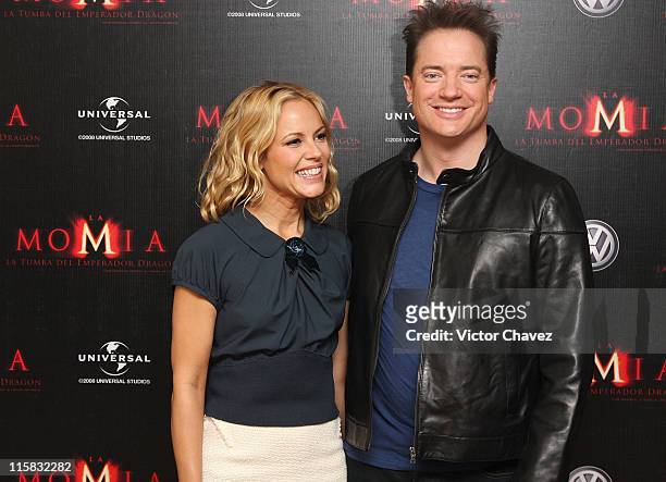 Actors Maria Bello and Brendan Fraser attends the photo call for "The Mummy: Tomb of the Dragon Emperor" at the Four Seasons Hotel on July 29, 2008...