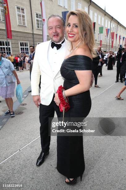 Fuerst Alexander zu Schaumburg-Lippe and his partner Mahkameh Navabiat the premiere of "Adriana Lecouvreur" during the Salzburg Opera Festival 2019...