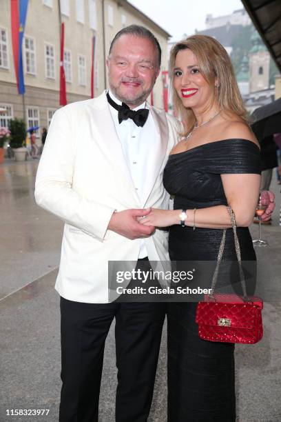 Fuerst Alexander zu Schaumburg-Lippe and his partner Mahkameh Navabiat the premiere of "Adriana Lecouvreur" during the Salzburg Opera Festival 2019...