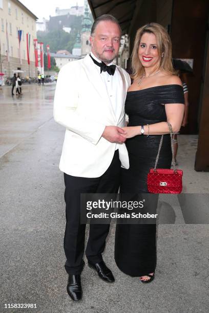 Fuerst Alexander zu Schaumburg-Lippe and his partner Mahkameh Navabiat the premiere of "Adriana Lecouvreur" during the Salzburg Opera Festival 2019...