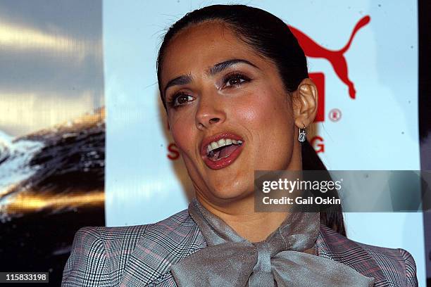 Actress Salma Hayek attends the PUMA Unveiling of PUMA Ocean Racing Boat on May 12, 2008 at the Institute of Contemporary Art in Boston,...