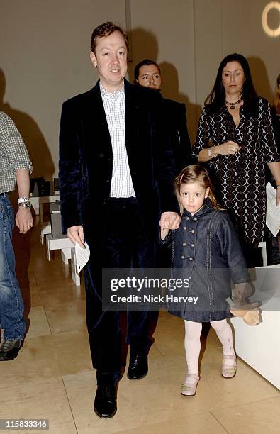 Geordie Grieg and his daughter during London Fashion Week Autumn/Winter 2006 - Allegra Hicks - Runway at Royal Academy of Arts in London, Great...