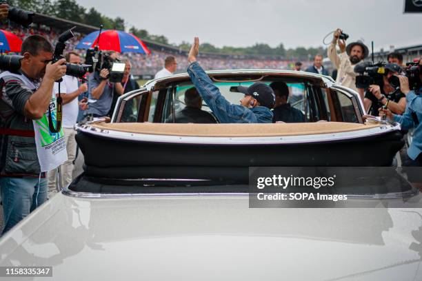 Mercedes AMG Petronas F1 Teams British driver Lewis Hamilton attends the drivers parade prior to the start of the German F1 Grand Prix race.