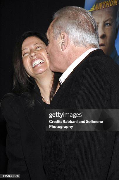 Stella Arroyave and Anthony Hopkins during "The World's Fastest Indian" New York Screening - Arrivals at Tribeca Grand Hotel in New York City, New...