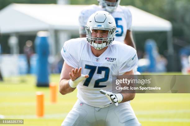 Detroit Lions OL Luke Bowanko during NFL football practice on July 28, 2019 at Detroit Lions Training Facilities in Allen Park, MI