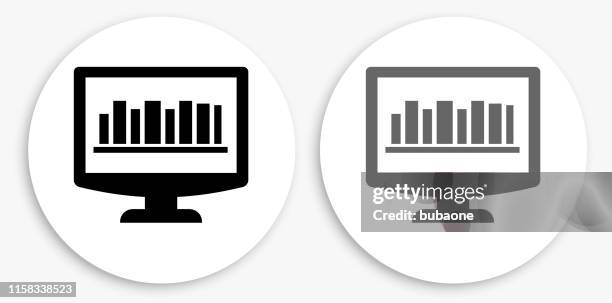 online library black and white round icon - multiple computer screens white background stock illustrations