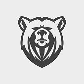 Bear head mascot vector for emblem design with color grey