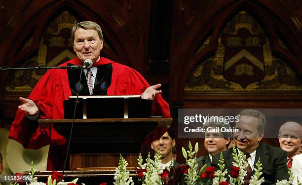 Jim Lehrer, Journalist during Jim Lehrer Speaks at The Harvard University Graduation in Cambridge - June 8, 2006 at Sanders Theatre in Cambridge,...