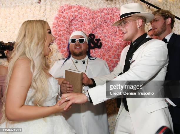 Jake Paul and Tana Mongeau get married at Graffiti House on July 28, 2019 in Las Vegas, Nevada.