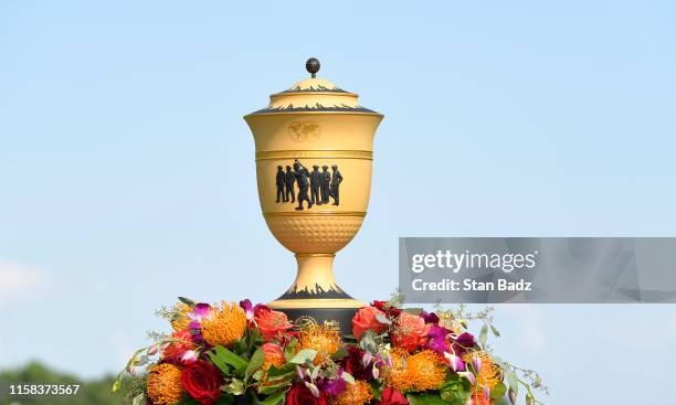 View of the Gene Sarazen trophy on the 18th hole during the final round of the World Golf Championships-FedEx St. Jude Invitational at TPC Southwind...