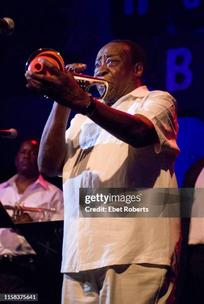 Dave Bartholomew performing with Wardell Quezergue & His New Orleans Rhythm and Blues Revue at the Ponderosa Stomp held at the House of Blues in New...