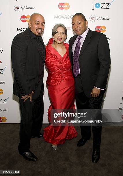 Singers James Ingram and Patti Austin and Musician Wynton Marsalis attend The 2008 Jazz at Lincoln Center "Spring Swing" Gala May 28, 2008 in New...