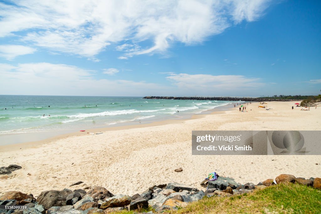 Beautiful sandy beach, ocean and blue sky's