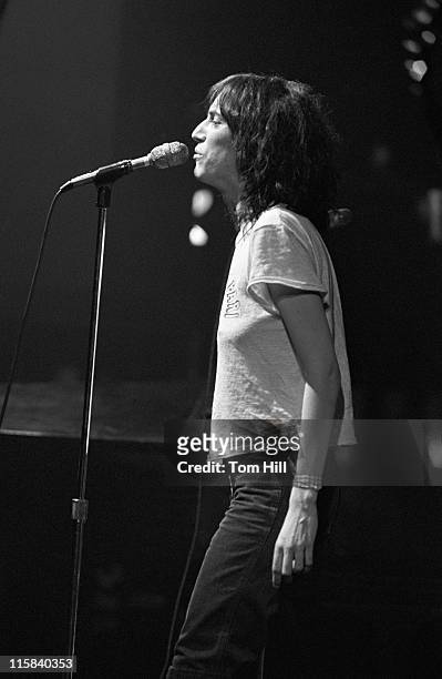 Singer-songwriter-poet Patti Smith performs at Alex Cooley's Electric Ballroom on January 23, 1976 in Atlanta, Georgia.