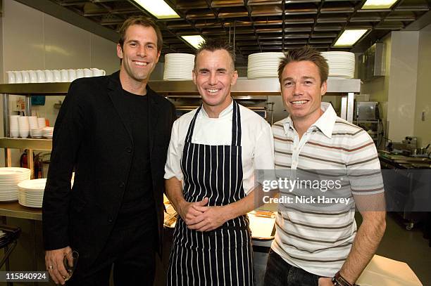 Greg Rusedski, Gary Rhodes and Graham le Saux during Kelly Hoppen Hosts an Evening at Gary Rhodes' Restaurant - May 16, 2007 in London, Great Britain.