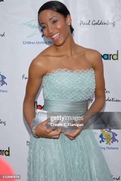 Faune Chambers wearing Sue Wong during Billboard Presents: Children Uniting Nations Oscar Celebration Dinner and After Party - Arrivals at The Music...