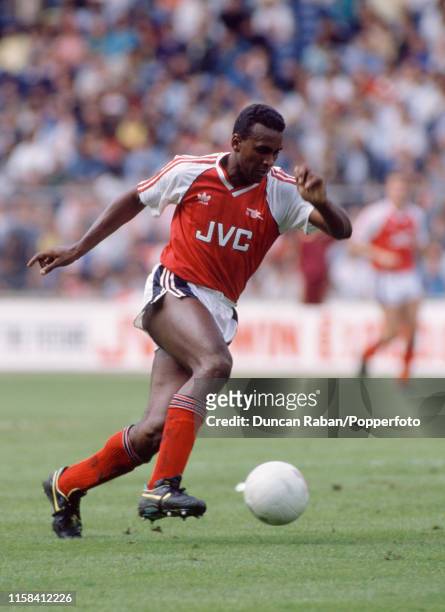 David Rocastle of Arsenal in action during the Makita Tournament Semi Final match between Arsenal and Tottenham Hotspur at Wembley Stadium on August...