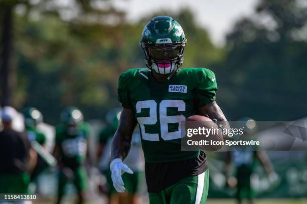 New York Jets running back Le'Veon Bell during New York Jets Training Camp on July 29, 2019 at the Atlantic Health Jets Training Facility in Florham...