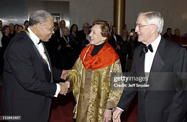 James Earle Jones with Senator and Mrs. Mondale during Kennedy Center Honors 2002 at Kennedy Center in Washington, DC, United States.