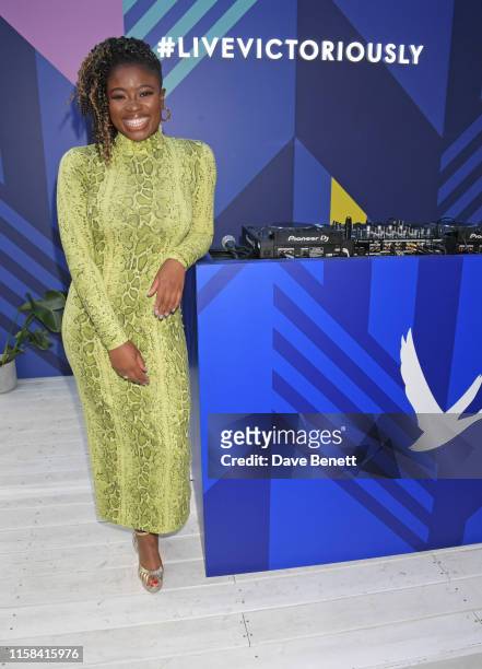 Clara Amfo performs a surprise DJ set at the launch of the 'Live Like Summer Never Ends' Terrace by GREY GOOSE in Covent Gardens East Piazza on July...