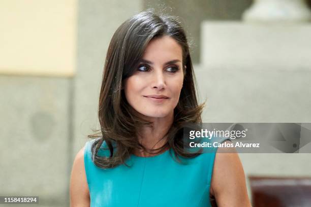 Queen Letizia of Spain meets1 with the members of the Boards of Trustees of the Princess of Asturias Foundation at the Royal Palace of El Pardo on...