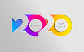 Happy 2020 new year insta colour banner.