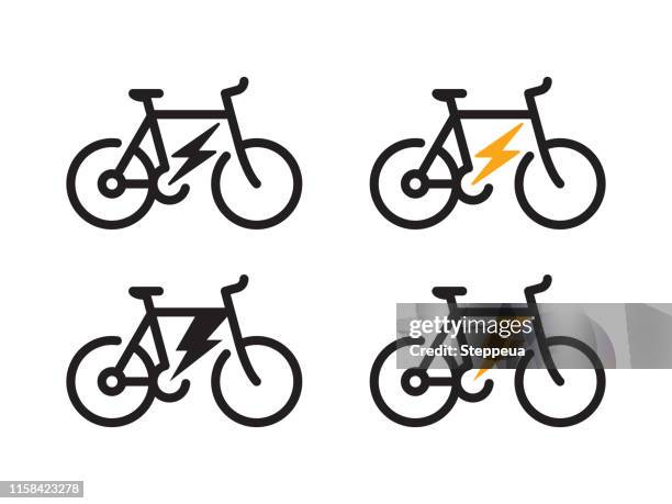 stockillustraties, clipart, cartoons en iconen met elektrische fiets icoon - hybrid vehicle