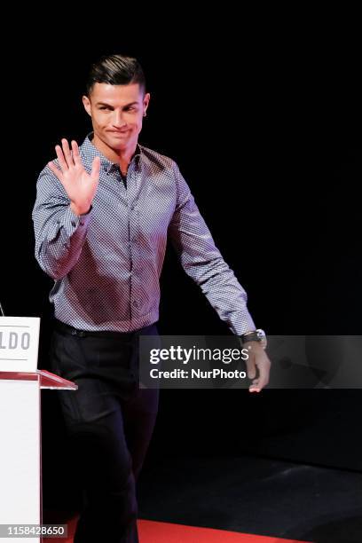 Portugal and Juventus forward Cristiano Ronaldo gosing to media with 'Marca Leyenda' award on July 29, 2019 in Madrid, Spain.. - The award is...