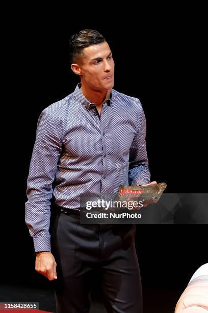 Portugal and Juventus forward Cristiano Ronaldo gosing to media with 'Marca Leyenda' award on July 29, 2019 in Madrid, Spain.. - The award is...