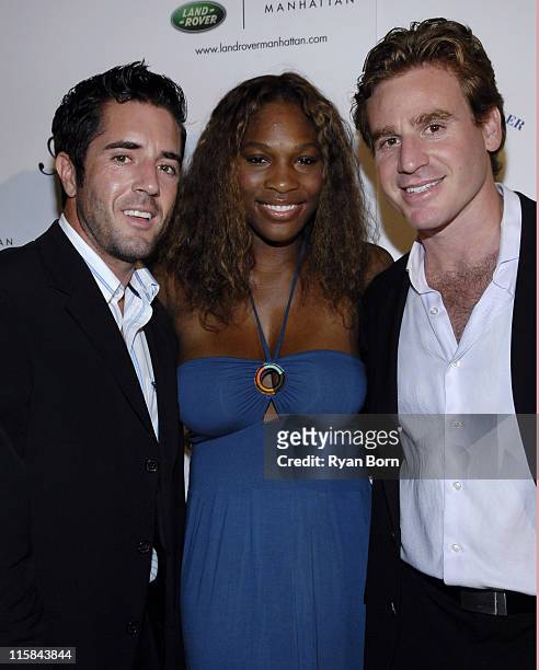 Ryan Macaulay, Serena Williams, and Jed Weinstein during Jed Weinstein Presents and Epic Sports Celebrate the New Face of Land Rover with Maria...