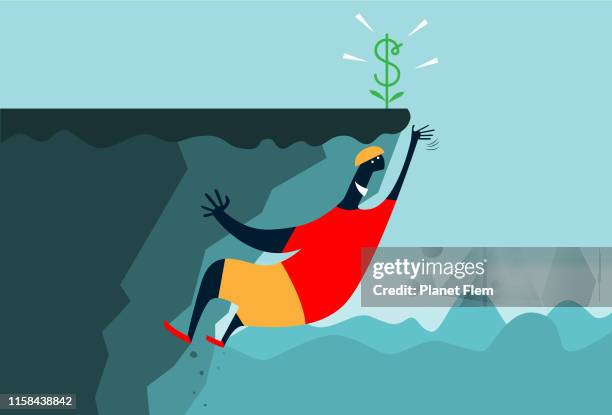 money climber - climbing wall stock illustrations
