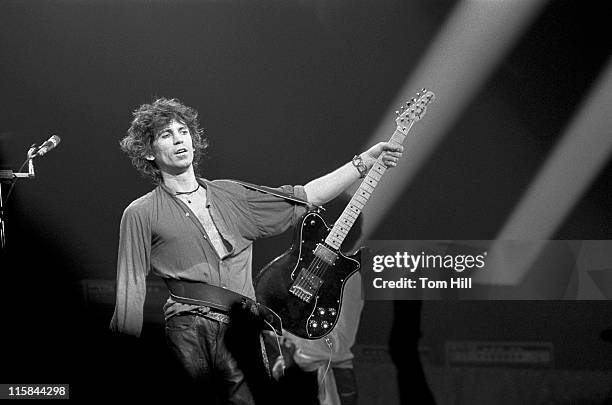 Rolling Stones guitarist Keith Richards performs with The New Barbarians at The Omni Coliseum on May 10, 1979 in Atlanta, Georgia.