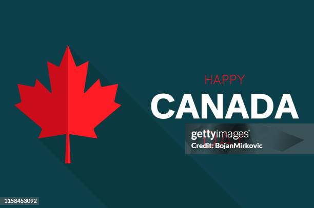 happy canada day card with red maple leaf. vector illustration. - canada flag stock illustrations