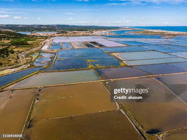 salt flats in gruissan france - aude stock pictures, royalty-free photos & images