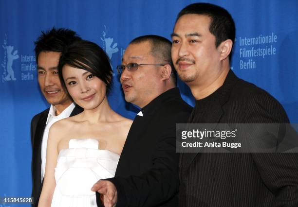 Cheng Taisheng, Liu Weiwei, director Wang Xiaoshuai and Zhang Jiayi attend the In Love We Trust photocall and press conference during day two of the...